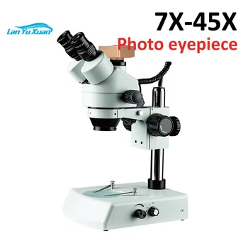 1080P Arany Digitális Egyéni Megvilágítás Bázis Microscopio 7X-45X Simul Fokális Zoom Trinocular Sztereó Mikroszkóp
