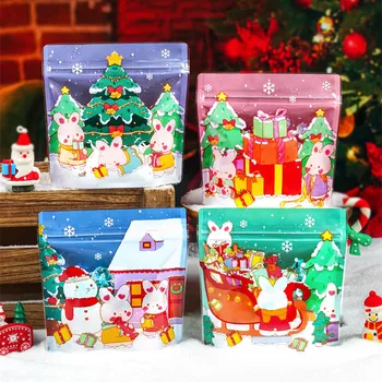 10DB~100-AS Stand Up Szép Karácsonyi Ziplock Csomagolás Zsák Resealable DIY Snack Cukor, Édesség Karácsonyi Esküvői Ajándékok Tároló Tasak