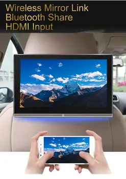 11.6 Inch Fejtámla TV-4K Autó Monitor Android 12 Multifunkciós Tabletta IPS érintőképernyő, WiFi/Bluetooth/USB/SD/HDMI ki FM