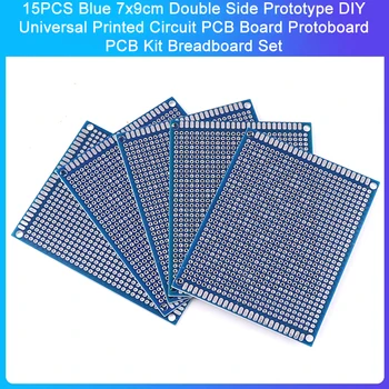 15PCS Kék 7x9cm Dupla Oldalon Prototípus DIY Egyetemes Nyomtatott Áramkör, NYÁK-Testület Protoboard PCB Kit Breadboard Készlet