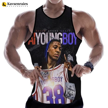 2023 Rapper YoungBoy Hip-Hop Stílust, a Férfiak Tank Ujjatlan Felsők Pólók Harajuku Streetwear Maximum 3D Nyomtatott Túlméretezett Férfi Ruházat
