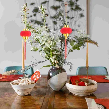 30 Db Fürdőszoba Dekoráció Új Év Lámpás Díszek, Cserepes Növények, Kínai Stílusú Lámpák Kis Bonsai Medálok