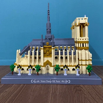 3D-s Modell DIY Gyémánt Blokk Tégla Épület Notre Dame De Paris Templom Múzeum Palota Világ Építészeti Játék a Gyerekek számára