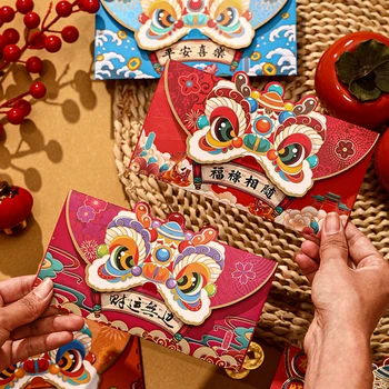 4DB 2024 Kínai Új Év a Vörös Borítékok Rajzfilm Sárkány Hongbao Tavaszi Fesztivál Pénzt Zsebébe Esküvői Szerencsés Csomagok