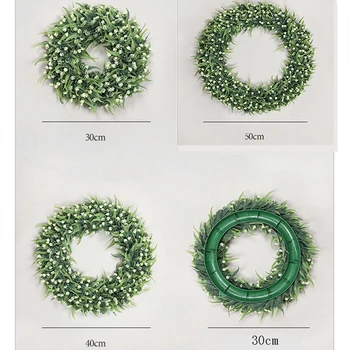 50cm Mesterséges Hamis Virág Karácsonyi Koszorú lakberendezési Lóg az Ajtó Dekoráció Esküvői Dekoráció Koszorú Műanyag Zöld Növények
