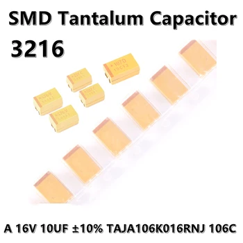 (5db) 3216 Típusú 16V 10UF ±10% TAJA106K016RNJ 106C 1206 SMD tantál kondenzátor