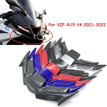 A Yamaha YZF-R15 YZF R15 YZFR15 V4 2021-2022 Motorkerékpár ABS Első Spoiler Pneumatikus pontokra lehet felszerelni Tipp Szárny Protector Shell Cover