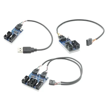 Alaplap 9-pin USB fejét szorzó 1 2 port 4 port plug 9PIN női 1 húzza 4 elosztó adapter kártya kábel