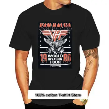 Camiseta hivatalos de a Van Halen para hombre, camiseta negra, Tour de la invasión mundial, nueva