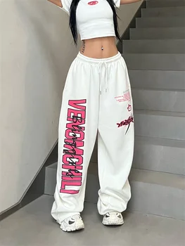 Deeptown Cyber Y2K Streetwear Fehér Melegítő Jogging Nők Harajuku Egirl Sport Nadrág Túlméretezett Kpop Levelet Széles Láb Nadrág