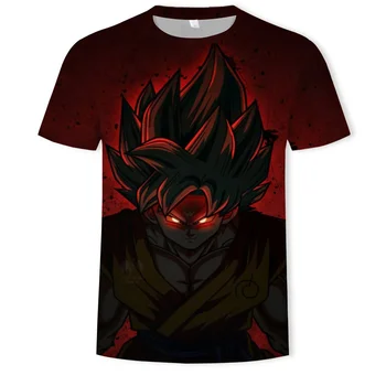 Dragon Ball T-shirt Goku Szuper Saiyan Cosplay Túlméretes póló Fiúk Gyerek Ruha Rövid Ujjú póló Fekete, Lélegző Jersey