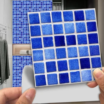 Egyszerű stílusú Kék Mozaik csempe matt csempe, fürdőszoba üveg derék-line öntapadó kopásálló csúszásmentes geometriai fali matrica