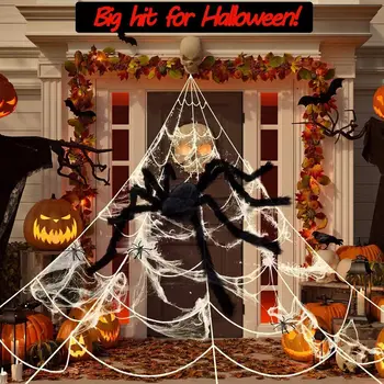 Fekete Haza Fél Kísértetjárta Ház Dekorációs Kellék Pókok Mesterséges Pók Halloween Dekoráció, Party Dekoráció Plüss Pókok