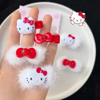 Hello Kitty Hajtű Anime Rajzfilm Ins Sanrio Hellokitty Plüss Fejfedő Diák Réselt Klip De Klipek Haj Kiegészítők Ajándék