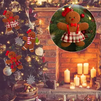 Karácsonyi Fuzzy Gingerbread Man Babát, karácsonyfa Medálok Új Évet Gyerekek Ajándékot Lógó Díszek, Karácsonyi Dekoráció Otthon