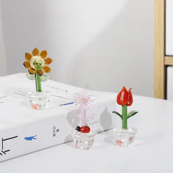 Kreatív Kristály Rózsa, Napraforgó Növények Craft Mini Micro Táj, Üveg Dekoráció Karácsonyi Bonsai Dísz Tanulmány Asztali Dekoráció