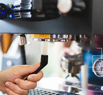 Kávé Tisztító Kefe 14 cm Műanyag Fogantyú Eszpresszó Gép Cserélhető Fej Kávéfőző Billentyűzet Tisztító Kefe Tisztító Eszköz