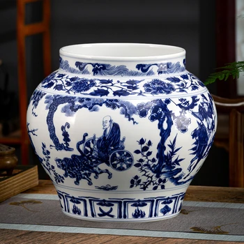 Kék-Fehér Váza Tál Csing-Ming A Kínai Váza Antik Edény Lámpás Alakú Kerámia Virágcserép