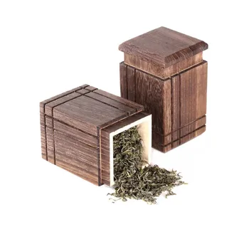 Kínai Stílusú Vintage Paulownia Tea Tároló Doboz Kézzel Készített Természetes Fából Készült Tea Jar Tárolási Engedélyes Tér Zárt Tartályban Szervező