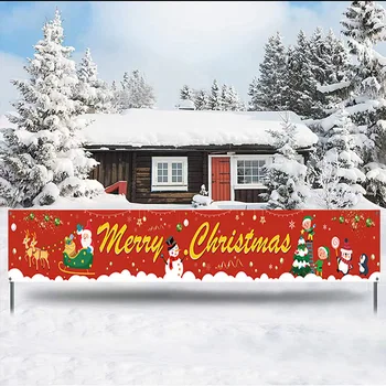 Kültéri Falra Banner Karácsonyra, Karácsonyi Tornác Alá, Banner, Karácsonyi Ajándék, Boldog Új Évet 2024, 300*50cm