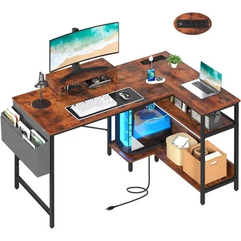 L-Alakú Íróasztal 47 Colos Számítógép Üzletek & USB Portok Otthoni Irodában a Monitor Állvány Sarok Íróasztal Otthoni Iroda