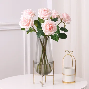 Mesterséges Szimuláció Latex Virág Hidratáló Érintse Meg Curling Rose Esküvői Haza Nappali Hotel Dekoráció Hamis Növény Rózsák Virágok