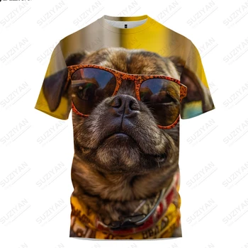 Nyári Puha, Laza póló, Napszemüveg, a Kutya 3D Nyomtatott póló, Kényelmes, Lélegző T-shirt Napi Rövid ujjú póló