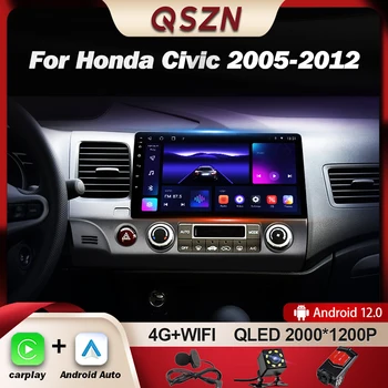 QSZN A Honda Civic 8 FK FN FD 2005 -2012 LHD autórádió Multimédia Video Player GPS Carplay Android 12 Autoradio Sztereó 2K QLED