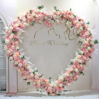 Szív Alakú Esküvői Boltív Függöny Virág Léggömb Keret 6.7 FT Arany, Vas Háttérben Állni a Bázis babaváró Party Dekoráció