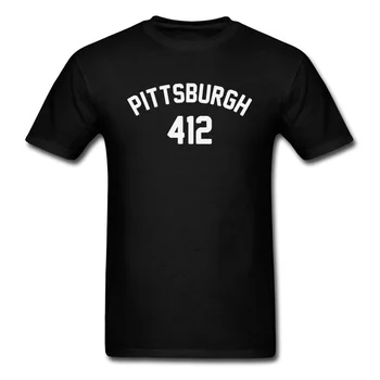 USA Pittsburgh 412 Egyedi pólók Férfi Pamut Szövet O-Nyakú Férfi Felsők Ing, Alkalmi Tshirt Szerelmesek Napja Csoport Póló Harajuku