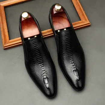 Új sapato de couro masculino marrom luxo zapatos para gyerekek de vestir informális fél cipő férfi