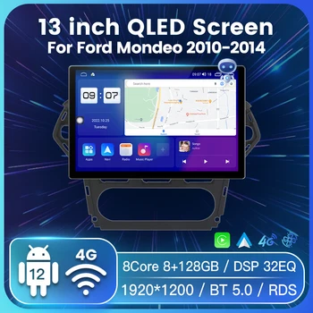 13 Hüvelykes QLED Képernyőn Android 12.0 Rendszer, Autó, Auto Rádió Sztereó Vevő Ford Mondeo 4 mk4 2010-2014 Egy Osztott Képernyő