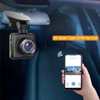 2 Hüvelykes Autós Kamera DVR 2K Videó Felvevő Dashcam Autó WiFi, 24 órás Parkolás Monitoring GPS Ciklus Felvétel 3D-s G-Érzékelő időbélyegző