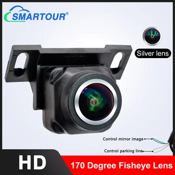 Ezüst HD Jármű Hátsó Front Side View CCD Kamera Halszem Objektív éjjellátó Vízálló, Univerzális Autós Tolató Vissza Kamera