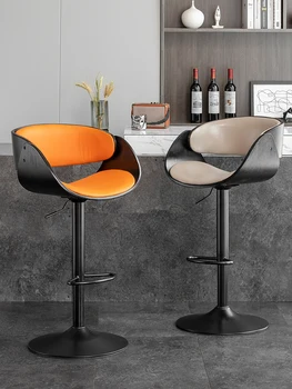 Luxus magas széklet tervező bár szék emelő forgó bőr bár szék haza modern minimalista recepció bár szék.