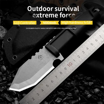 Magas minőségű N690 acél kerti kés fix pengével vadonban túlélés kés férfi ajándék mentő kés túrázás vadászkés