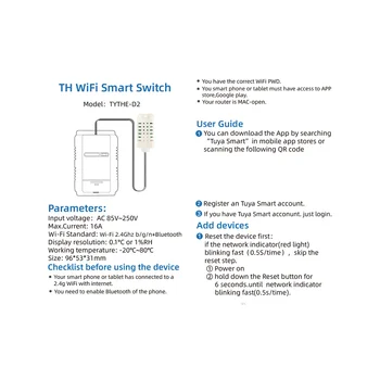 WiFi TH-16 Kapcsoló Tuya Vezeték nélküli Vezérlés Energiafogyasztás Monitoring Hőmérséklet, illetve a Páratartalom Termosztát Alexa